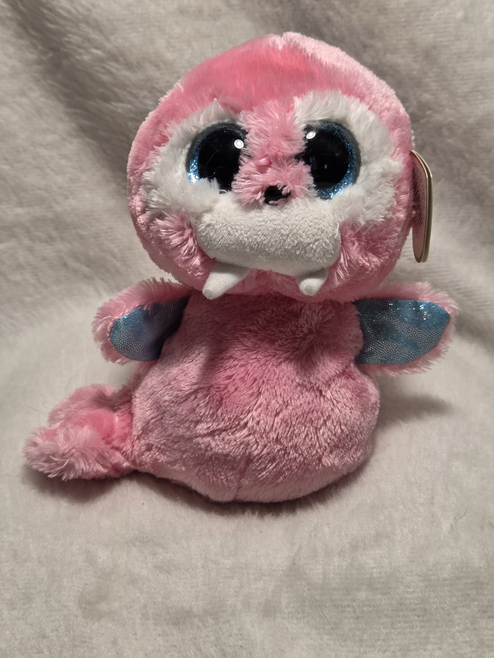 TUSK Ty Beanie Boos Pink Walrus with Blue and White Accents 6" Stuffed Toy